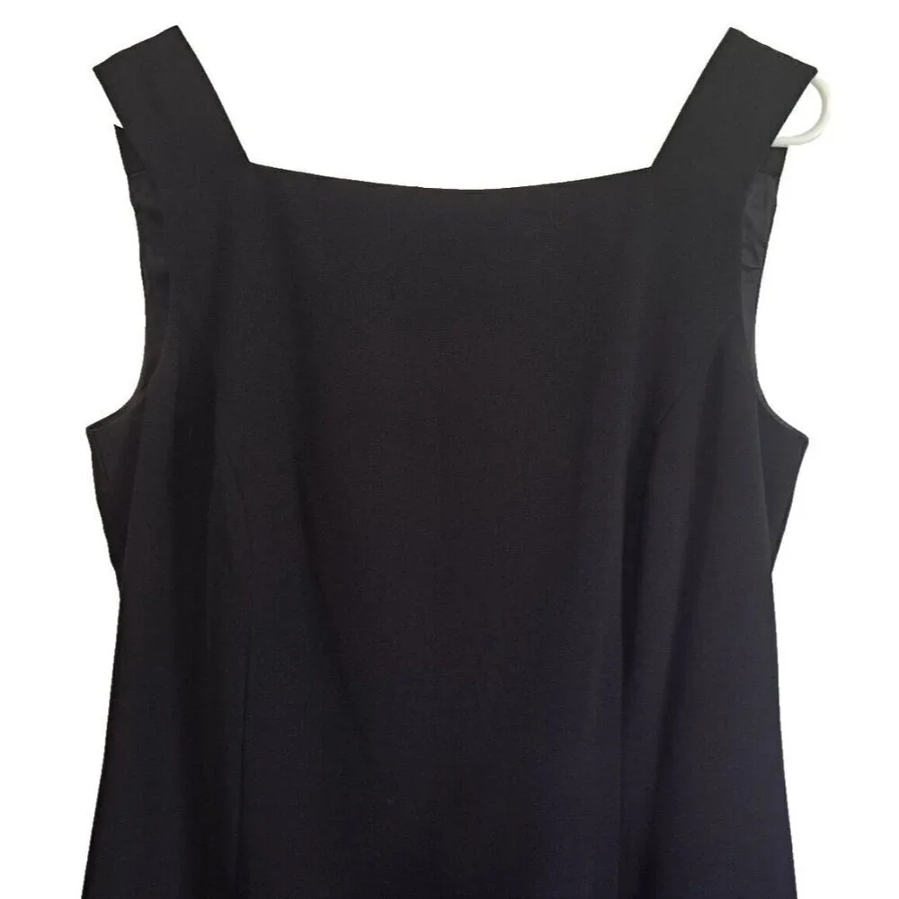 Virgo Women's 12 Black Sleeveless Sheath Dress Drape Back Office - Picture 4 of 8